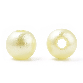 Spray Painted ABS Plastic Imitation Pearl Beads, Round, Lemon Chiffon, 6x5.5mm, Hole: 1.8mm, about 4540 pcs/500g
