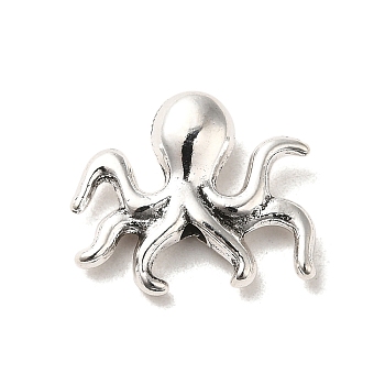 Tibetan Style Alloy Beads, Cadmium Free & Lead Free, Octopus, Antique Silver, 13.5x16x4mm, Hole: 1.5mm