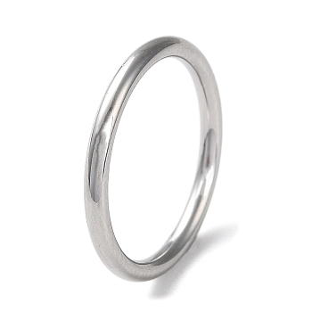 304 Stainless Steel Simple Plain Band Finger Ring for Women Men, Stainless Steel Color, 1.7mm, Inner Diameter: 15mm