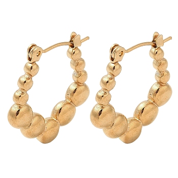 Bubble Pentagon 201 Stainless Steel Half Hoop Earrings for Women, with 304 Stainless Steel Pin, Golden, 23x3.5mm