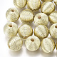 Perles de bois recouvertes de fil de cordon polyester(WOVE-S117-12mm-04)-2