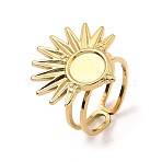 304 Stainless Steel Open Cuff Pad Ring Settings, Sun, Real 18K Gold Plated, US Size 6 1/2(16.9mm), 5mm, Tray: 8mm(X-RJEW-Z018-37G)