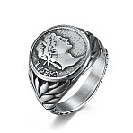 Caesar Pattern 304 Stainless Steel Finger Rings, Stainless Steel Color, US Size 11(20.6mm)(FS-WG94254-05)