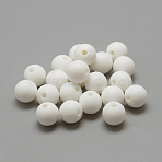 Food Grade Eco-Friendly Silicone Beads, DIY Necklaces Making, Round, White, 14~15mm, Hole: 2mm(X-SIL-R008C-01)