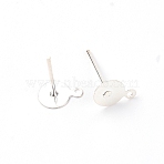 Iron Stud Earring Settings, with Loop, Flat Round, Silver, 12x8x6mm, Hole: 0.8mm, Pin: 0.5mm(FIND-WH0072-93A-S)