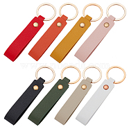 WADORN 8Pcs 8 Colors PU Leather Keychain, with Iron Ring, Rectangle, Mixed Color, 11cm, 1pc/color(KEYC-WR0001-28)