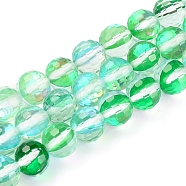Electroplate Transparent K9 Glass Beads Strands, Faceted, Round, Spring Green, 8mm, Hole: 1mm, about 50pcs/strand, 14.76 inch(37.5cm)(GLAA-L028-8mm-A04)