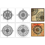 4Pcs 4 Styles PVC Stamp, for DIY Scrapbooking, Compass, 55x55mm, 1pc/style(DIY-WH0487-0095)