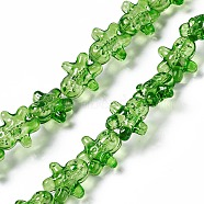 Transparent Glass Beads, Ginger Man, for Christmas, Lime Green, 15x14x7mm, Hole: 1mm, about 50pcs/strand, 27.17''~27.95''(69~71cm)(GLAA-P005-N01)