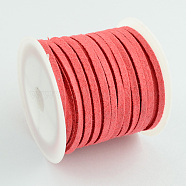 Faux Suede Cord, Faux Suede Lace, Salmon, 4x1.5mm, about 5.46 yards(5m)/roll, 25rolls/bag(LW-R003-4mm-1145)