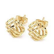 Brass Ear Studs, Real 18K Gold Plated, 10.5x10.5mm(EJEW-P261-09G)