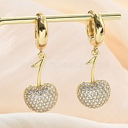 Cherry Brass Micro Pave Cubic Zirconia Hoop Earrings, Rack Plating, Long-Lasting Plated, Lead Free & Cadmium Free, Real 18K Gold Plated, Clear, 42.5x14.5mm(EJEW-M077-04G-01)