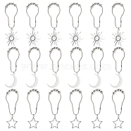 Olycraft 18Pcs 3 Style Universe Theme Iron Shower Curtain Rings for Bathroom, with Tibetan Style Alloy Pendants, Sun & Moon & Star, Antique Silver & Platinum, 110~120mm, 6pcs/style(HJEW-OC0001-24)