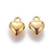 Tibetan Style Alloy Charms, Lead Free and Cadmium Free, Heart, Golden, 11.5mm long, 9mm wide, 4.5mm thick, hole: 1.5mm(X-EA526Y-G)