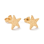 Ion Plating(IP) 304 Stainless Steel Star with Heart Stud Earrings for Women, Golden, 10.5x11x1mm, Pin: 0.6mm(STAS-I693-05G)