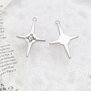 Alloy Pendant with Rhinestone, Star Charms, Platinum, Crystal, 34.3x23mm(INS-PW0001-09I-P01)