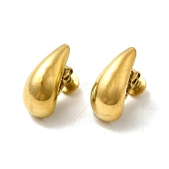 304 Stainless Steel Stud Earing for Women Men, Teardrop, Golden, 17x8.5x15mm(STAS-P319-35G)