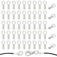 Elite 50Pcs Sterling Silver Cord Ends, Column, Silver, 7x3x1.5mm, Hole: 2mm, Inner Diameter: 1.2mm(STER-PH0001-51)