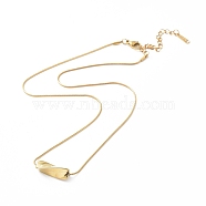 Ion Plating(IP) 304 Stainless Steel Twist Rectangle Pendant Necklace with Snake Chains, Golden, 15.94 inch(40.5cm)(NJEW-K252-01G)