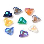 Glass Rhinestone Cabochons, Point Back, Faceted, Heart, Mixed Color, 13x12x4.4mm(GLAA-K069-13B)