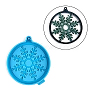 Christmas Themed Big Pendant Silicone Molds, Resin Casting Molds, for UV Resin, Epoxy Resin Craft Making, Flat Round, Snowflake Pattern, 117x104x9mm, Hole: 3.8mm(DIY-L067-B07)