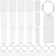 DIY Stamping Blank Tag Keychain Making Kit, Including 201 Stainless Steel Rectangle Pendants, 304 Stainless Steel Split Key Rings, Stainless Steel Color, 98Pcs/box(STAS-UN0039-58)