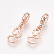 Alloy European Dangle Charms, Large Hole Pendants, Heart, Rose Gold, 26mm, Hole: 4mm(X-MPDL-S067-010RG)