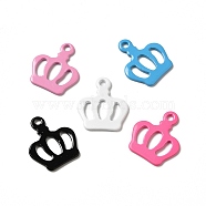 Spray Painted 201 Stainless Steel Charms, Crown Charm, Mixed Color, 13x11x0.5mm, Hole: 1.2mm(STAS-I672-31)