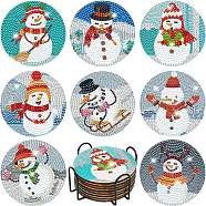 DIY Christmas Coaster Diamond Painting Set with Holder, Including Resin Rhinestones, Pen, Tray & Glue Clay, Mixed Color, 100mm(PW-WG26351-01)