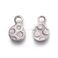 304 Stainless Steel Charms, Flat Round, Bumpy, Stainless Steel Color, 9.5x6x0.7mm, Hole: 1.8mm(STAS-L216-04A-P)