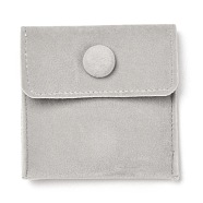 Square Velvet Jewelry Bags, with Snap Fastener, Gainsboro, 6.7~7.3x6.7~7.3x0.95cm(TP-B001-01A-04)