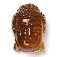 Glass Pendants, Figure of Buddha, Saddle Brown, 29.5x21x14mm, Hole: 1mm(GLAA-C033-02H)