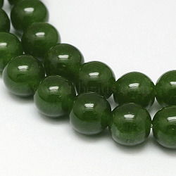 Natural TaiWan Jade Bead Strands, Dyed, Round, Dark Green, 10mm, Hole: 1mm, about 38pcs/strand, 15.5 inch(X-G-F342-03-10mm)