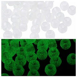 Luminous Resin European Beads, Glow in the Dark Rondelle, White, 8x6mm, Hole: 4mm, about 250pcs/box(RESI-YW0001-08-A)