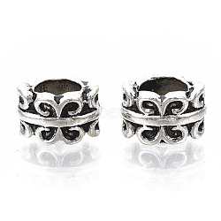 Tibetan Style Alloy Beads, Large Hole Beads, Cadmium Free & Lead Free, Column, Antique Silver, 9x8x5.5mm, Hole: 5mm(X-TIBE-R317-072AS-LF)