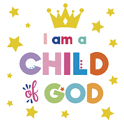 PVC Wall Stickers, for Wall Decoration, Word I am a CHILD of GOD, Star Pattern, 390x800mm(DIY-WH0228-405)