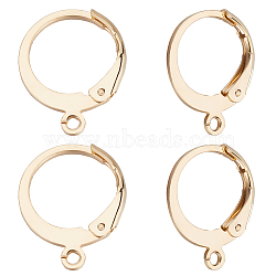 100Pcs 304 Stainless Steel Leverback Earring Findings, with Horizontal Loop, Real 24K Gold Plated, 14.5x12mm, Hole: 1.2mm, Pin: 0.8x1mm(STAS-BBC0002-03)