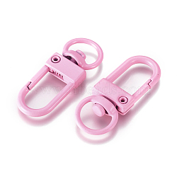 Baking Painted Alloy Swivel Clasps, Swivel Snap Hook, with Iron Findings, Pink, 33.5x13x5mm, Hole: 6x9.5mm(PALLOY-TAC0011-45C)