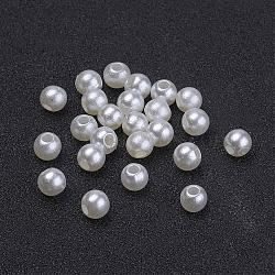 Creamy White Chunky Imitation Loose Acrylic Round Spacer Pearl Beads for Kids Jewelry, 4mm, Hole: 1mm(X-PACR-4D-12)