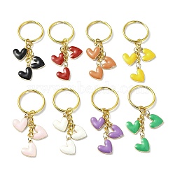 Alloy Enamel Keychain, Heart, Mixed Color, 6.6cm, 8pcs/set(KEYC-JKC00727)