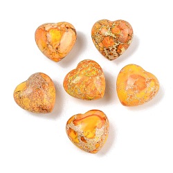 Dyed Natural Imperial Jasper Heart Palm Stone, Healing Pocket Tone for Reiki Energy Balancing Meditation Gift, Gold, 19.5~20.5x20~20.5x13~14mm(G-Q021-03E)