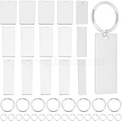 DIY Stamping Blank Tag Keychain Making Kit, Including 201 Stainless Steel Rectangle Pendants, 304 Stainless Steel Split Key Rings, Stainless Steel Color, 98Pcs/box(STAS-UN0039-58)