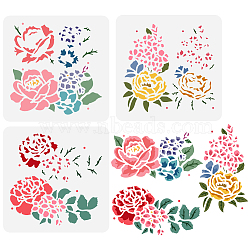 3Pcs 3 Styles PET Hollow Out Drawing Painting Stencils, for DIY Scrapbook, Photo Album, Number & Letter, Flower, 150x150mm, 1pc/style(DIY-WH0394-0194)