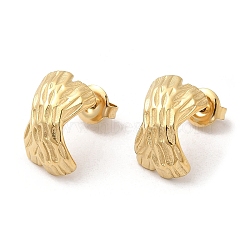 Ion Plating(IP) 304 Stainless Steel Stud Earrings, Criss Cross, Real 14K Gold Plated, 15.5x10mm(EJEW-Z022-27G)