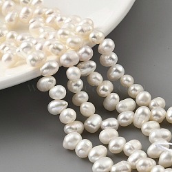 Natural Cultured Freshwater Pearl Beads Strands, Top Drilled, Rice, White, 5~6mm, Hole: 0.5mm, about 38pcs/strand, 7.09 inch(18cm)(PEAR-A006-27)