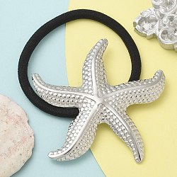 304 Stainless Steel Hair Ties, with Nylon Cord, Starfish, Stainless Steel Color, Inner Diameter: 42mm, starfish: 56x54mm(OHAR-M043-01P)