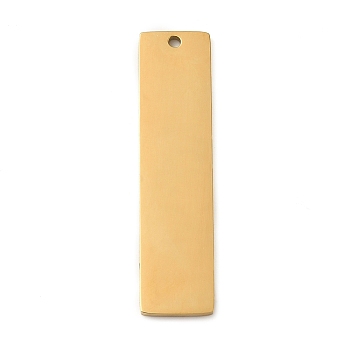 Ion Plating(IP) 304 Stainless Steel Pendants, Stamping Blank Tag, Rectangle Charm, Golden, 39.5x10x1.5mm, Hole: 1.5mm