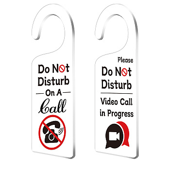 Acrylic Notice Door Hanger Sign, Public Warning Sign, Please Wash Your Hands, Word, 240x90x5mm, 2pcs/set