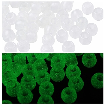 Luminous Resin European Beads, Glow in the Dark Rondelle, White, 8x6mm, Hole: 4mm, about 250pcs/box