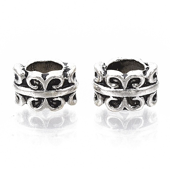 Tibetan Style Alloy Beads, Large Hole Beads, Cadmium Free & Lead Free, Column, Antique Silver, 9x8x5.5mm, Hole: 5mm